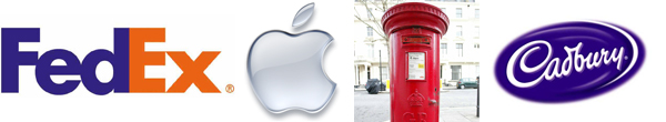 Creating iconic branding - Fed Ex logo, Apple logo, Royal Mail box, Cadbury logo